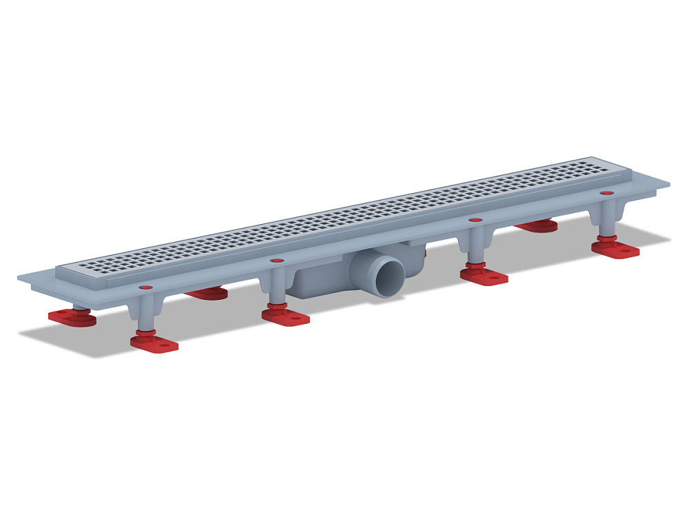 Трап линейный пластиковый АНИ Пласт TL1665M выпуск 40 мм, решётка Корн матовая нержавеющая сталь 650 мм