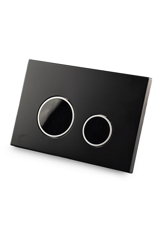 Клавиша АНИ Пласт для системы скрытой установки унитаза черная матовая, обод сатин, клавиша черный глянец WP2343G