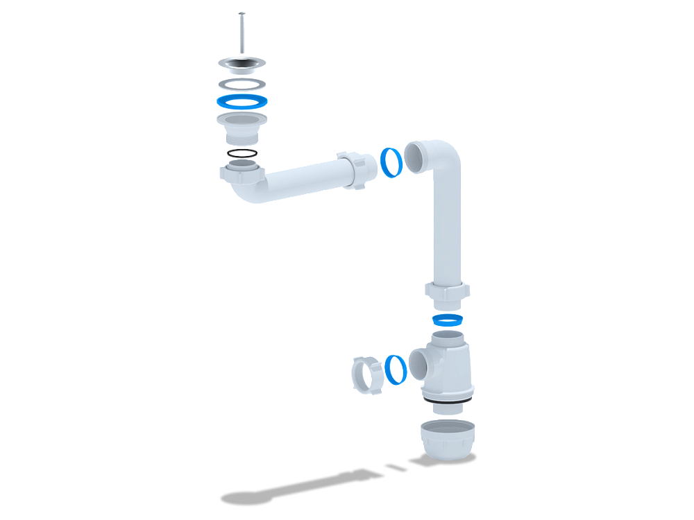 Сифон для мойки АНИ Пласт Грот A5000 1 1/2 дюйма 40 мм смещенный