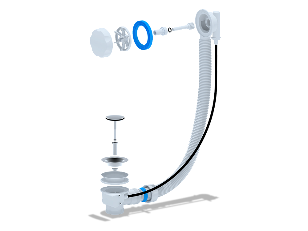 Перелив полуавтомат для ванны АНИ Пласт EM501 580 мм пластиковая белая ручка