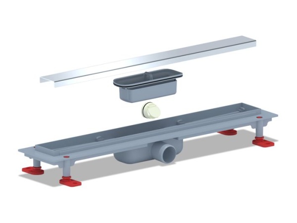 Трап линейный пластиковый АНИ Пласт TL1155G выпуск 40 мм решётка Штиль глянцевая нержавеющая сталь 550 мм