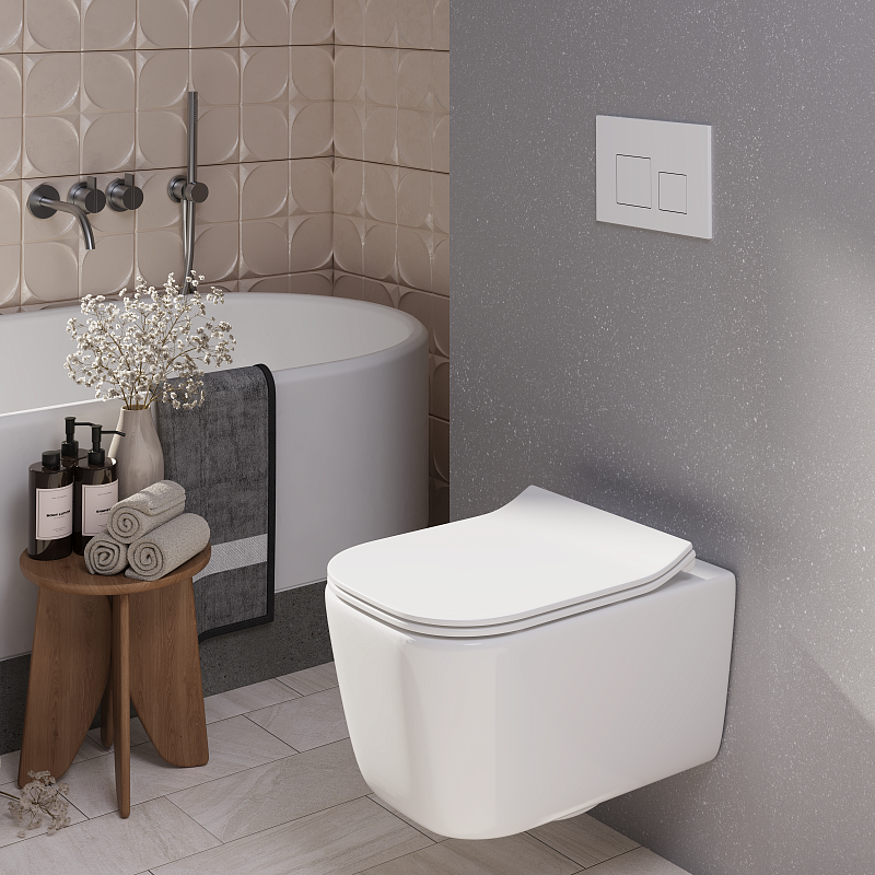 Клавиша смыва для скрытой инсталляции унитаза, АНИ Пласт, квадратная, матовая белая, WP1600