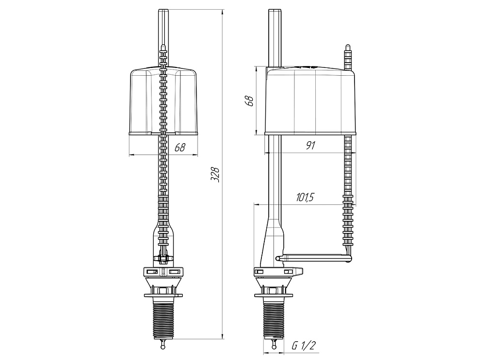 Клапан наливной нижний АНИ Пласт WC5550 для бачка эконом прямого действия штуцер 1/2 дюйма
