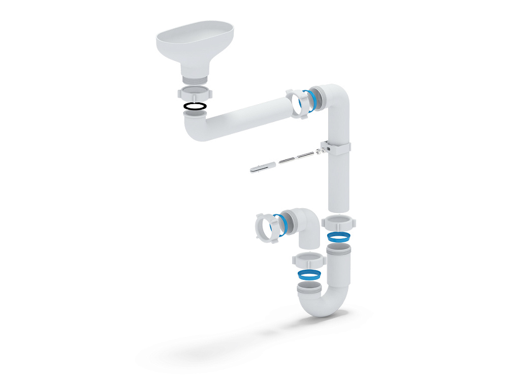 Сифон АНИ Пласт DR5000 1 1/2 дюйма 40 мм смещенный с разрывом струи