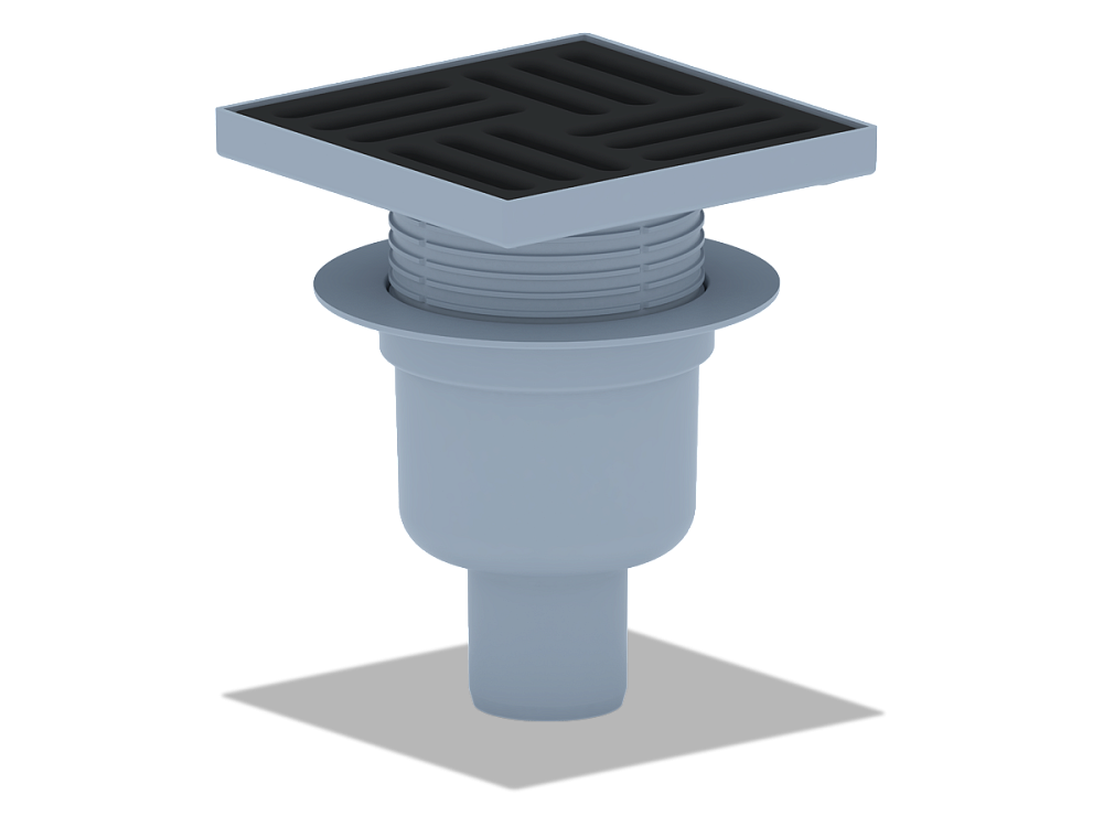 Трап для душа АНИ Пласт TQ5716 DN50 вертикальный регулируемый с сухим затвором и решёткой из чугуна 150х150 мм