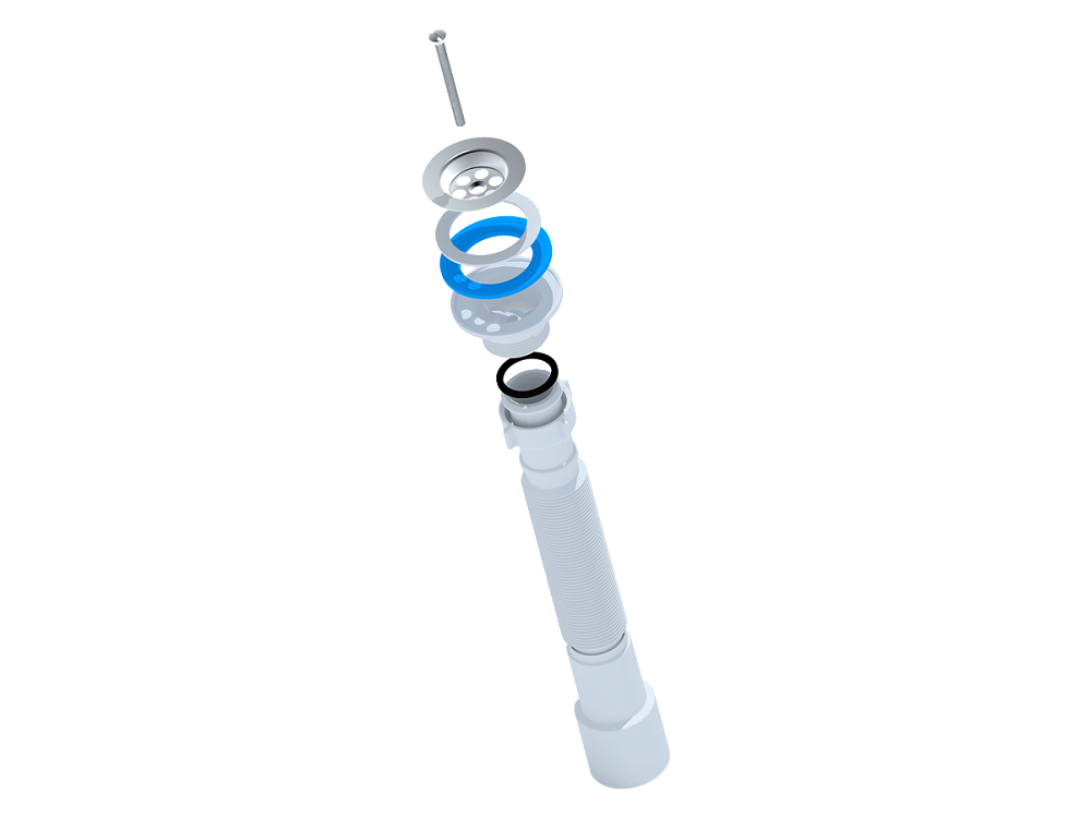 Сифон для мойки АНИ Пласт G206 1 1/4 дюйма 40/50 мм гофрированный 391-801 мм