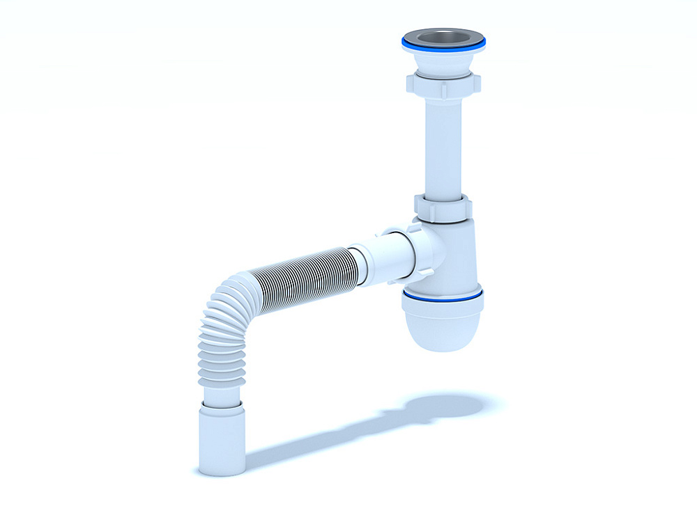 Сифон для мойки АНИ Пласт C0105 1 1/2 дюйма 40 мм с гибкой трубой 40х40 мм