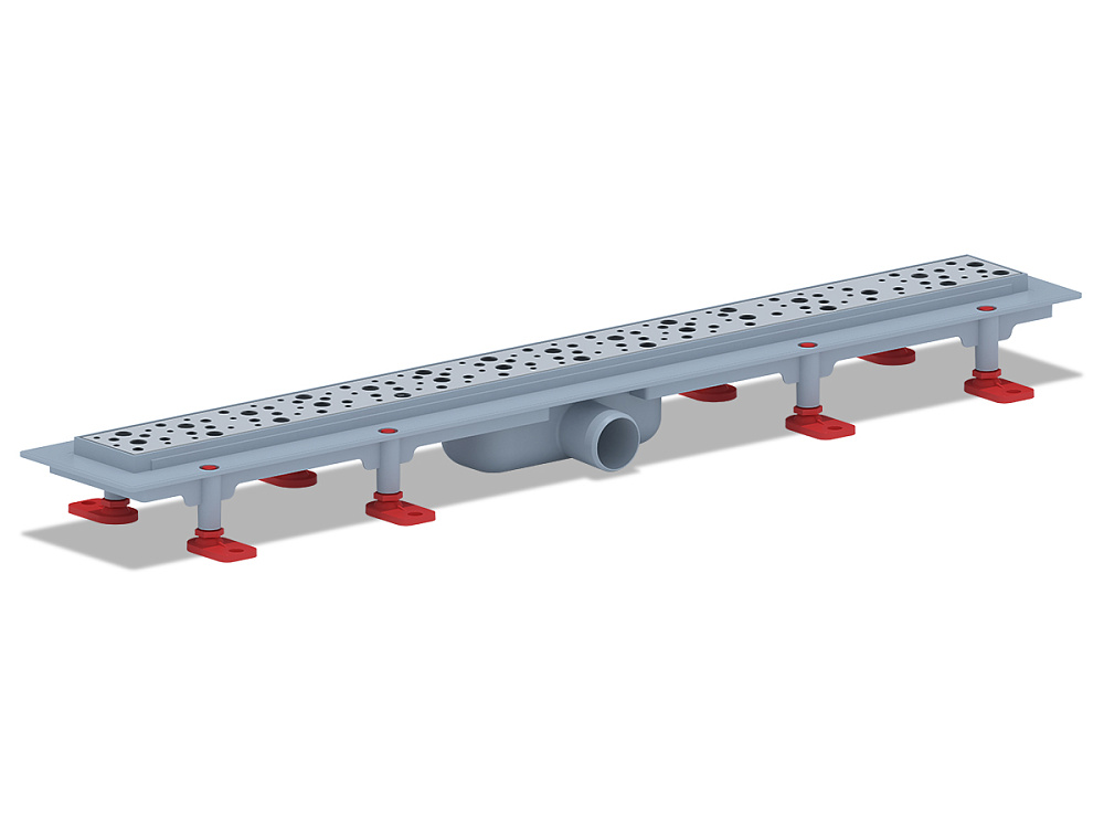 Трап линейный пластиковый АНИ Пласт TL1375M выпуск 40 мм решётка Бриз матовая нержавеющая сталь 750 мм