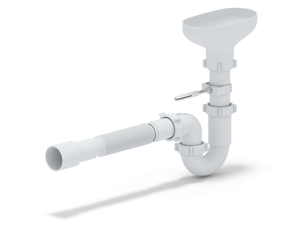 Сифон АНИ Пласт DR0115 1 1/2 дюйма 40 мм с разрывом струи с гибкой трубой 40х40/50 мм