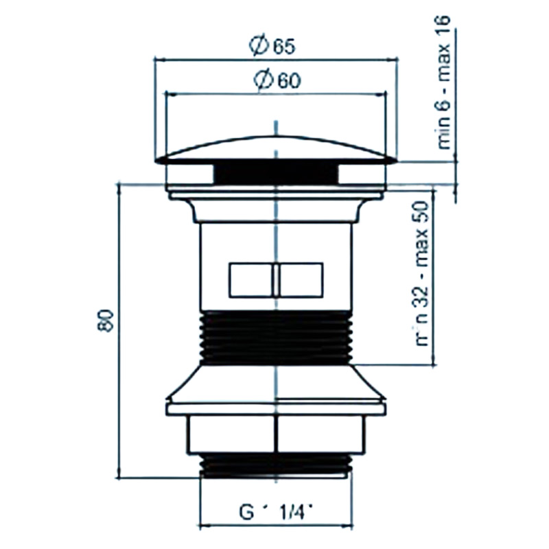 Крышка большая клик-кляк АНИ Пласт M0100CL к сифону 1 1/4 дюйма пластик высота 78 мм