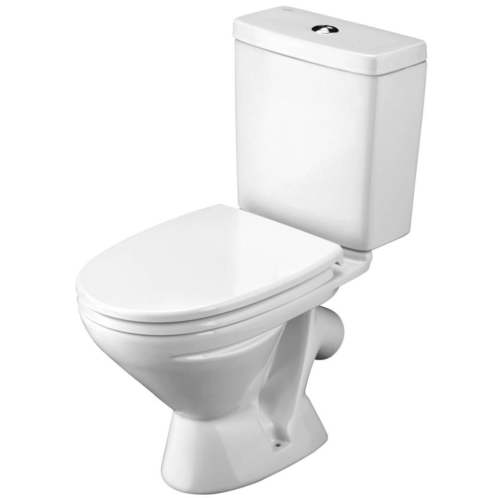 Унитаз SANTEK ЛИГА компакт, выпуск косой (слив 2-реж., дюропласт) с сиденьем и бачком