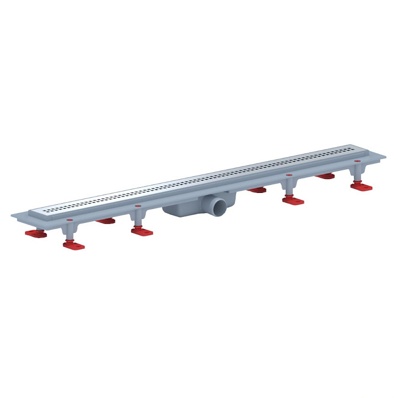 Трап линейный пластиковый АНИ Пласт TLQ1285G DN40 с сухим затвором и глянцевой решёткой Риф 850х62 мм