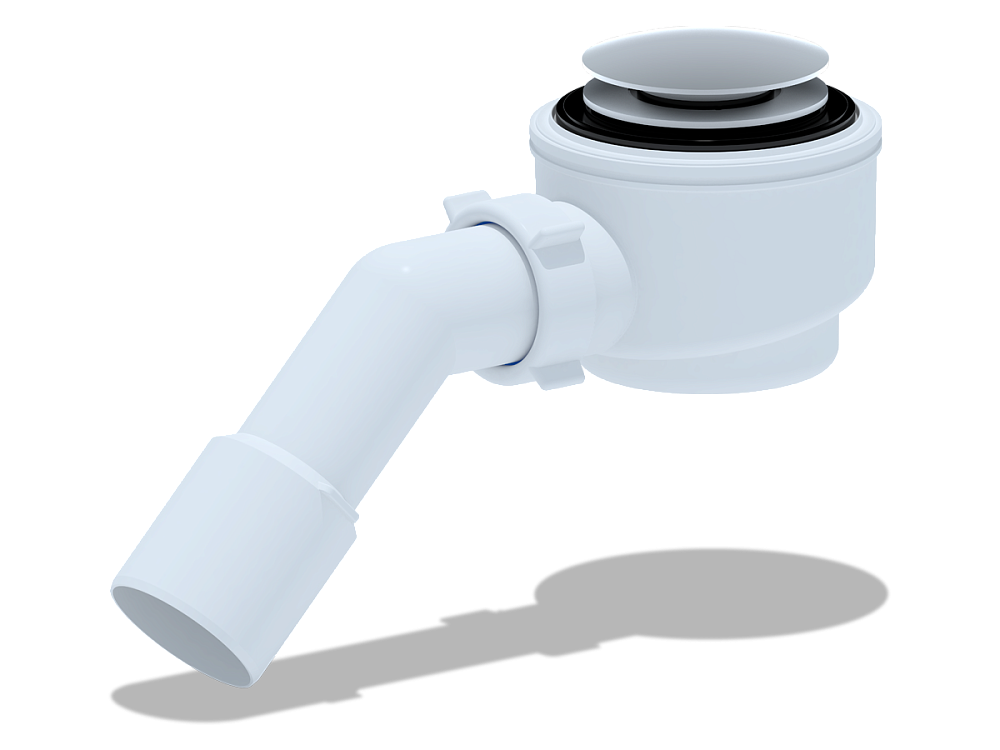 Сифон для душевого поддона АНИ Пласт E411CLGS 1 1/2 дюйма 50 мм клик-клак гриб с сеткой с переходной трубой 45 градусов 40х50 мм