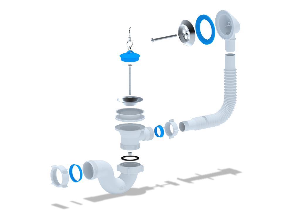Сифон для ванны АНИ Пласт E150 1 1/2 дюйма с переливом