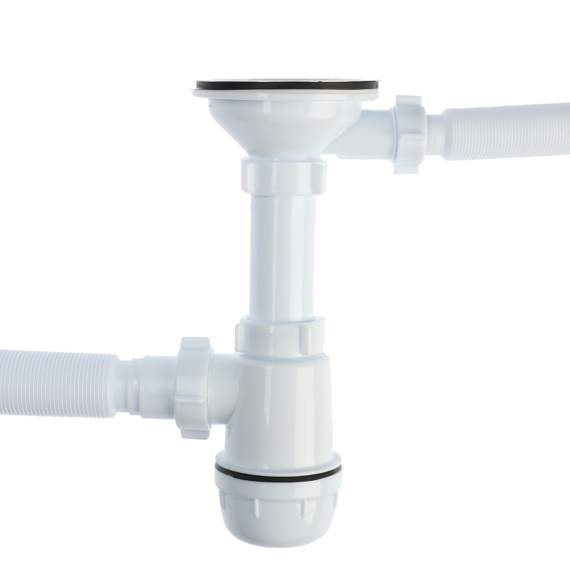 Сифон для мойки АНИ Пласт Грот A0142SA15 3 1/2 дюйма 40 мм с гибким переливом и гибкой трубой 40х40/50 мм