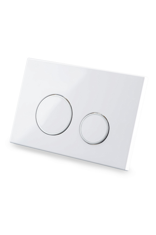 Клавиша АНИ Пласт для системы скрытой установки унитаза глянцевая белая, обод сатин, клавиша белый глянец WPG2040G