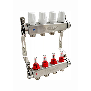 Блок коллекторов из нержавеющей стали с регулирующими клапанами и расходомерами