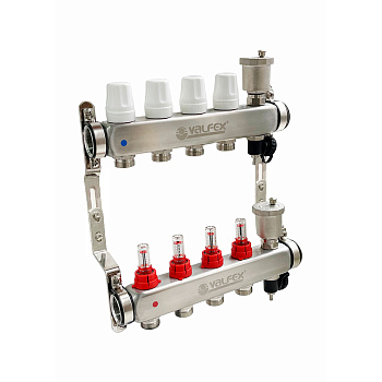 Коллекторная группа из нержавеющей стали с регулирующими клапанами и расходомерами