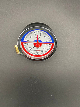 Термоманометр аксиальный (заднее подключение), 10 бар, VALFEX, арт.VF.TMZ.80.012.10