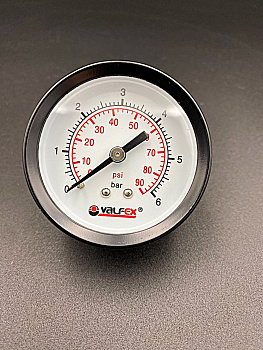 Манометр аксиальный (заднее подключение) 1/4", 6 бар, VALFEX, арт.VF.MZ.50.014.06