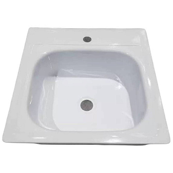 Мойка Сантэкс стальная эмалированная 500х500 (б/сиф, с кроншт., б/метиз)