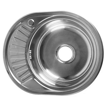 Мойка "Jif" нержавеющая сталь 0,6мм, врезная, крыло справа, 570*450*160, с сифоном, выпуск 3 1/2