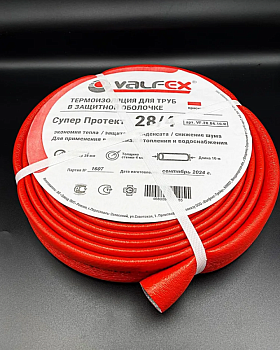 Утеплитель для труб Valfex, внутренний d28 мм, 4 мм, VF.28.04.10.R, красная, 10 м