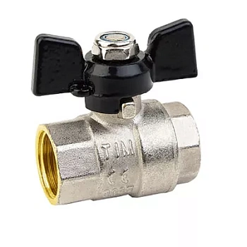 Кран шаровой никелированный TIM, 1/2" Г/Г,DE1216X