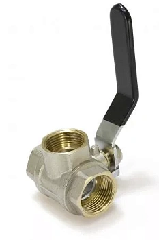 Кран шаровой ТРЕХХОДОВОЙ, тип Т,(длиный рычаг) (никелированный) 1/2" DE1255XT