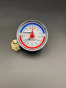 Термоманометр аксиальный (заднее подключение), 10 бар, VALFEX, арт.VF.TMZ.63.012.10