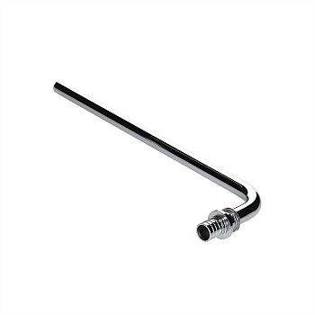 Фитинг аксиальный универсальный – угольник радиаторный с хромированной латунной трубкой с плавным поворотом, короткий