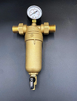 Фильтр промывной с манометром латунный 3/4", VALFEX, арт.VF.381.L.034