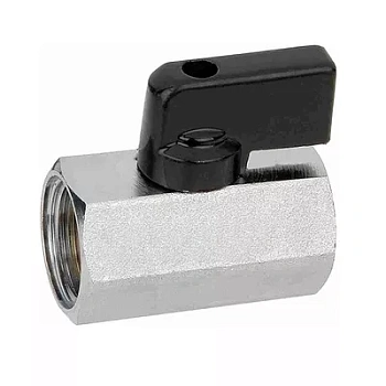 Мини кран для воды, никелированное 1/2" г/г (ЧЕРНЫЕ ручки) DE22FF-N