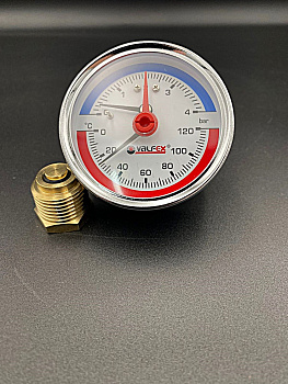 Термоманометр аксиальный (заднее подключение), 4 бар, VALFEX, арт.VF.TMZ.63.012.04