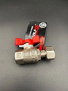 Кран шаровой 1/2" с накидной гайкой (с никелевым покрытием), ручка-бабочка ВР/ВР VALFEX,арт.VF.241.NB1.012 PREMIUM