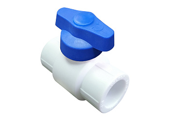 Кран шаровой полупроходной с синей ручкой